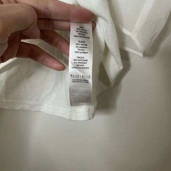 White House Black Market white chiffon overlah short sleeve blouse top size XS - Picture 4 of 5